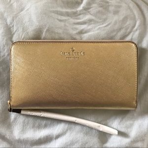 Kate Spade gold zip wallet